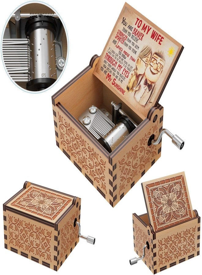 STORE 2508 Store2508 Wooden Vintage Hand Cranked Music Box - to My Wife Gift for Wife You are My Sunshine Melody - Image 5